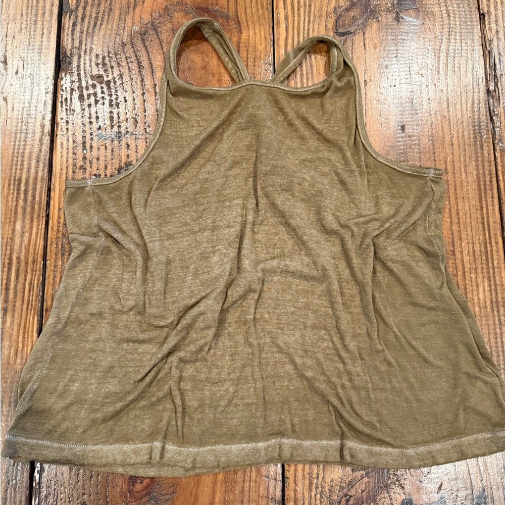 Free People We The Free Olive Green Cross Back Oversized Tank Top XS